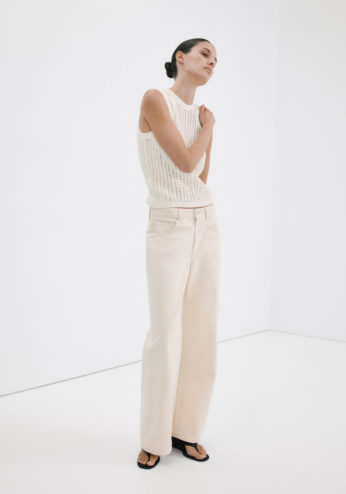 Openwork Knit Top - Cream