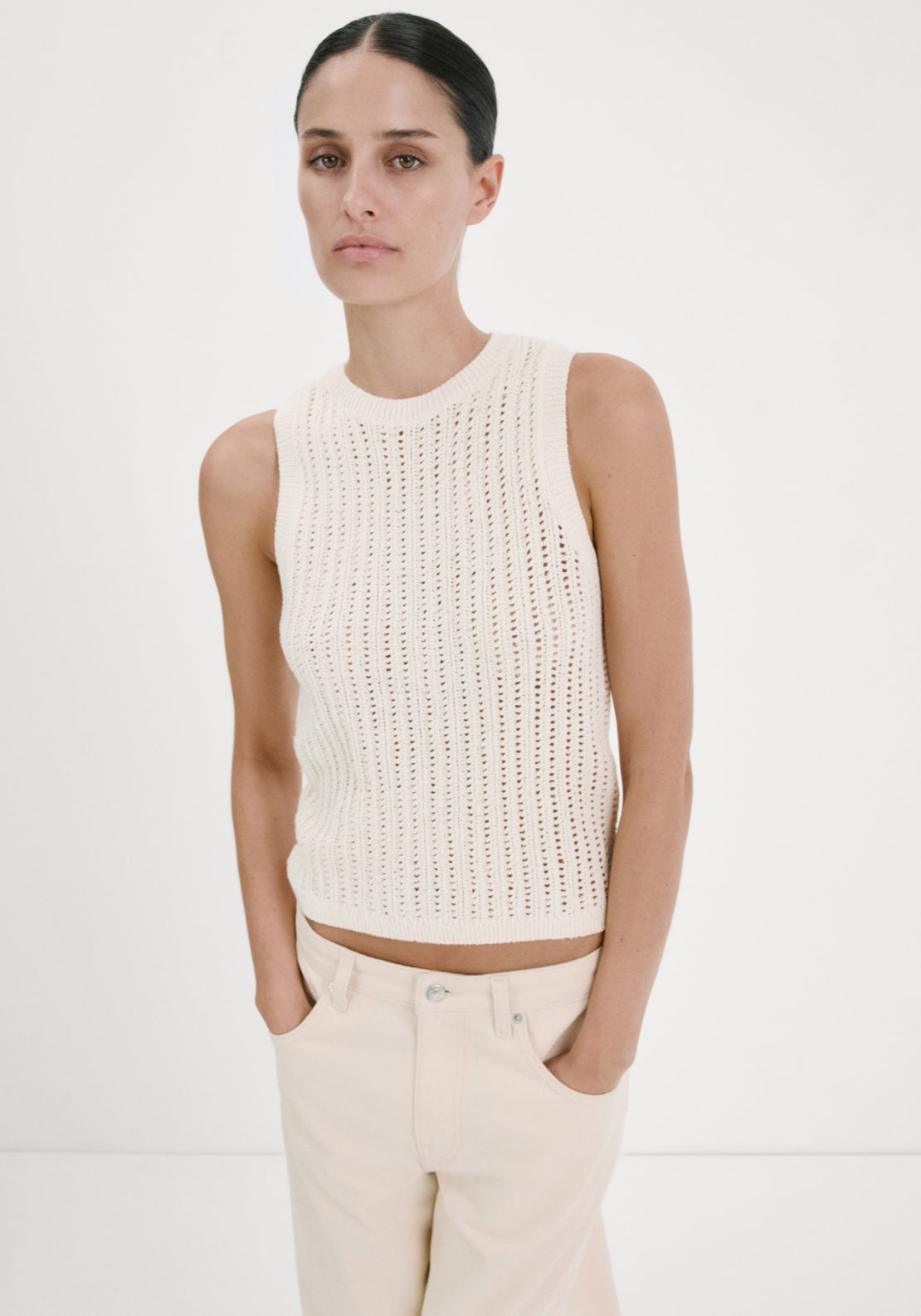 Openwork Knit Top - Cream