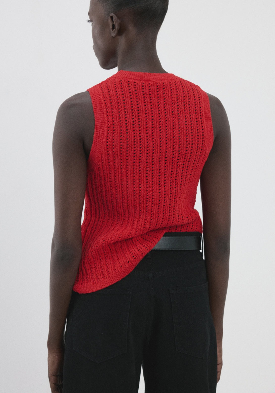 Mango Openwork Knit Top - Red 2 Shaws Department Stores