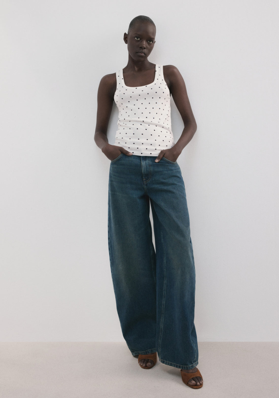 Polka Dot Knitted Top - White