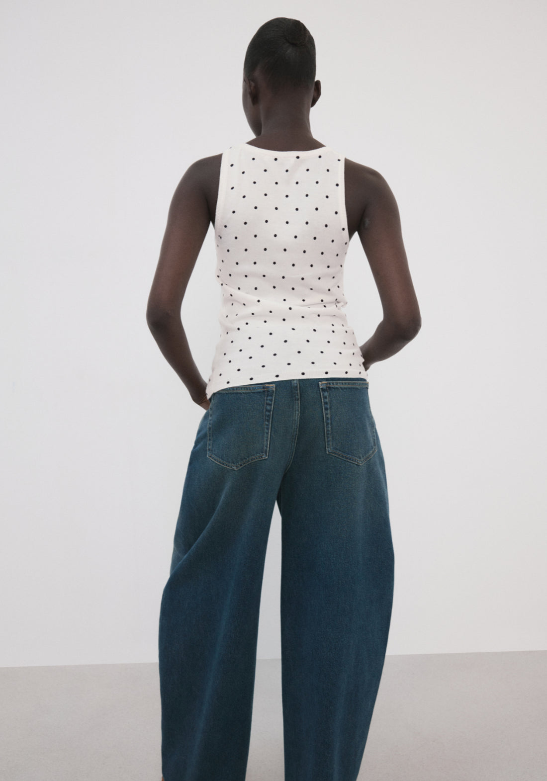 Polka Dot Knitted Top - White