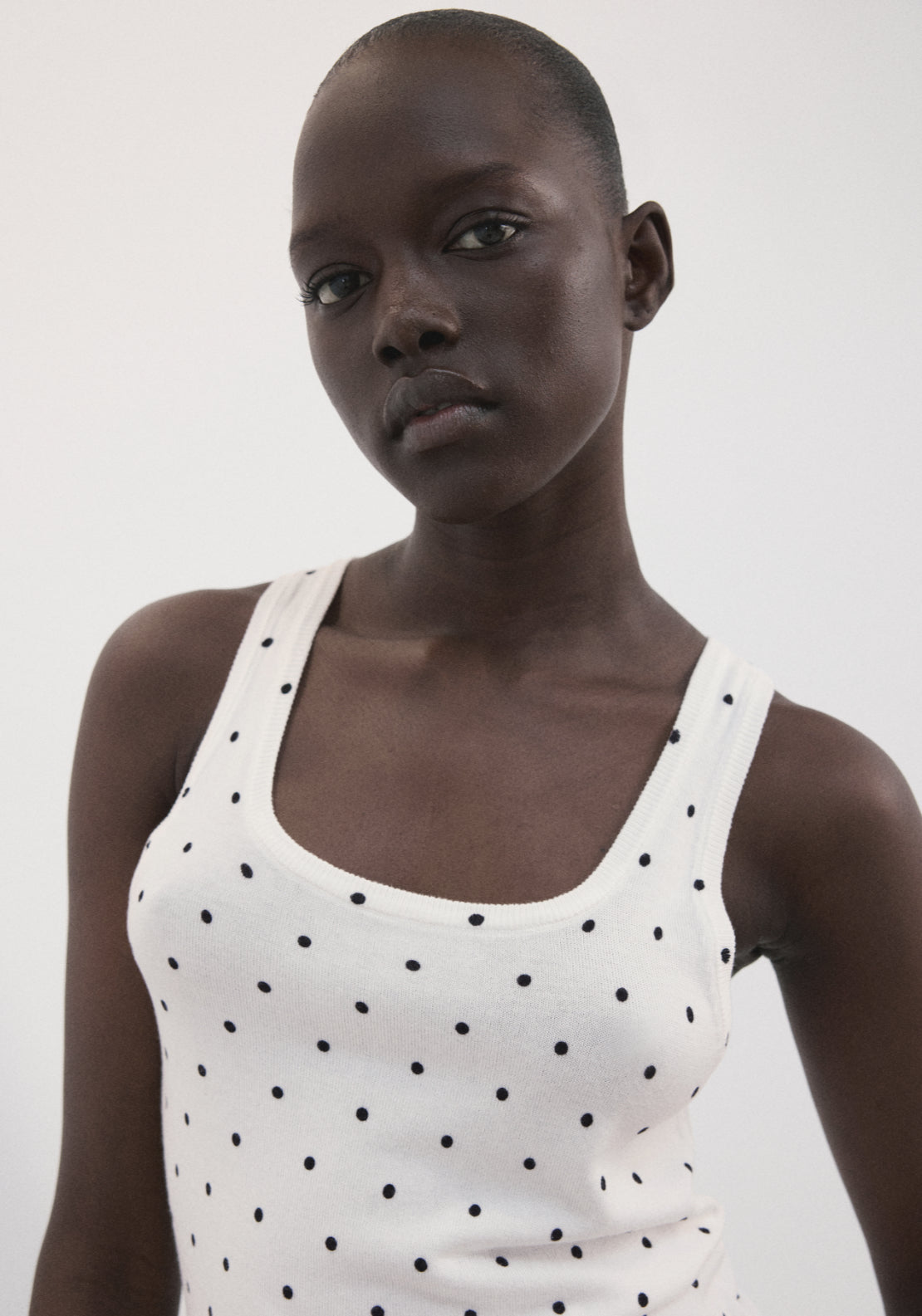 Polka Dot Knitted Top - White