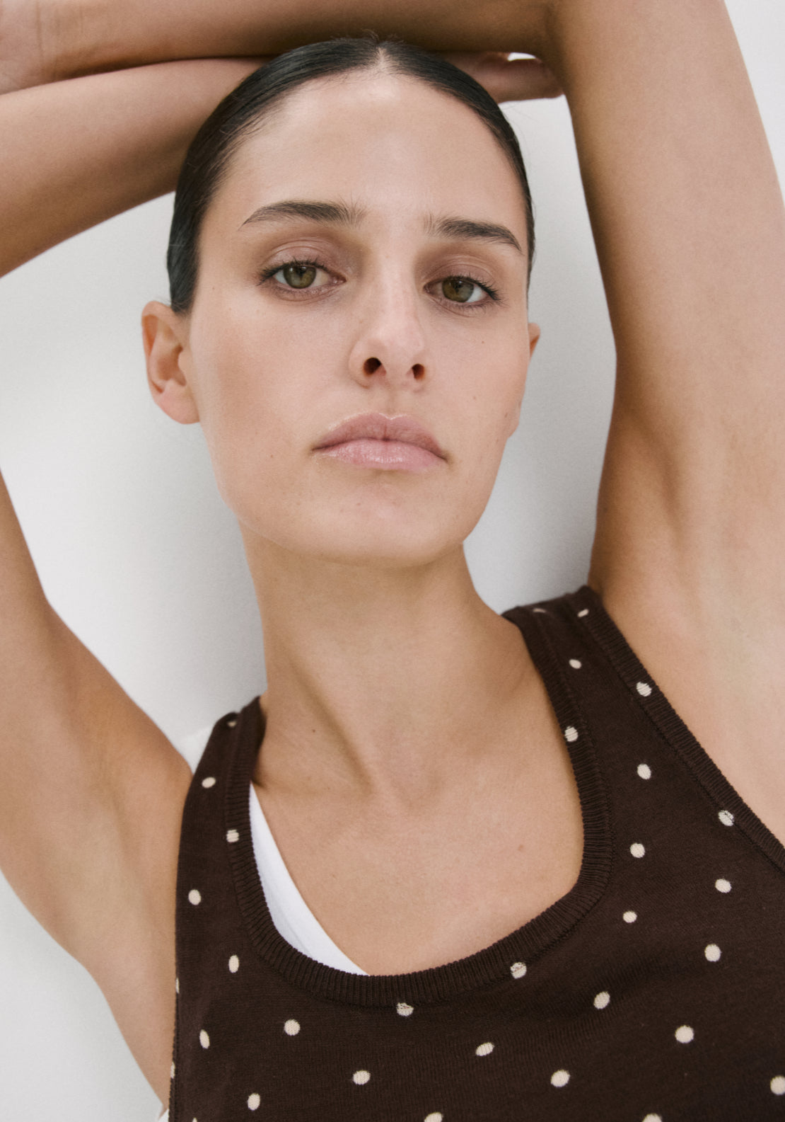 Polka Dot Knitted Top - Brown