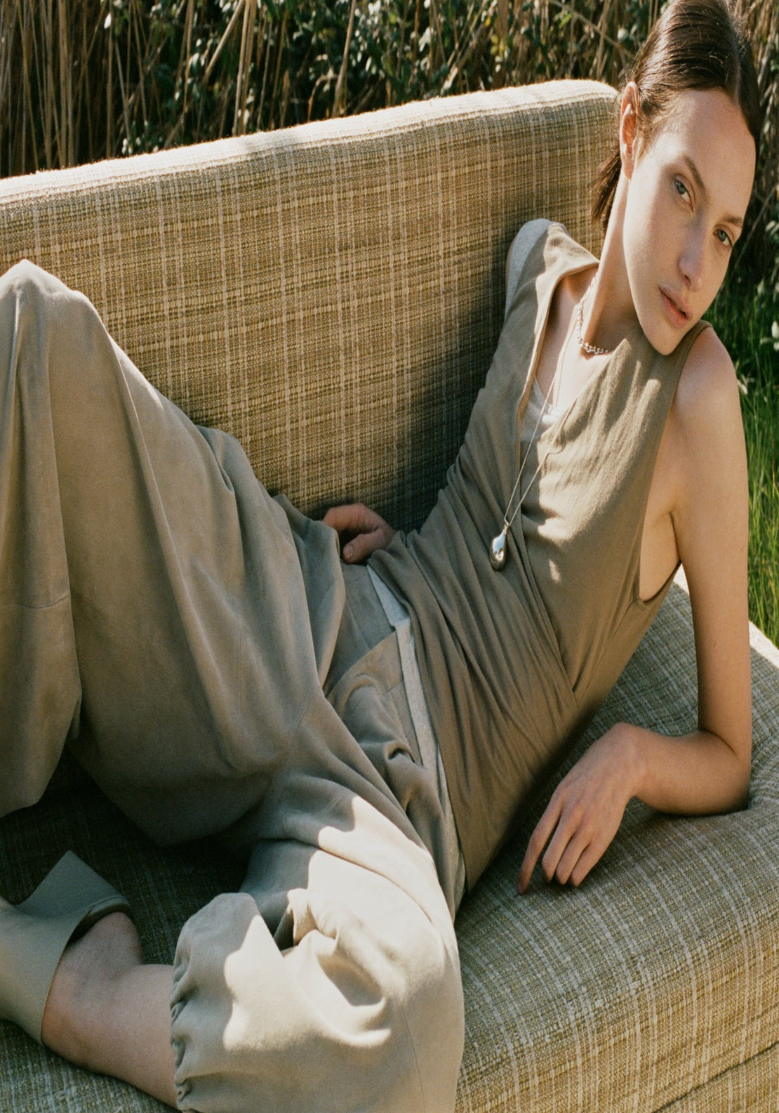 Ruched Wrap Top - Beige
