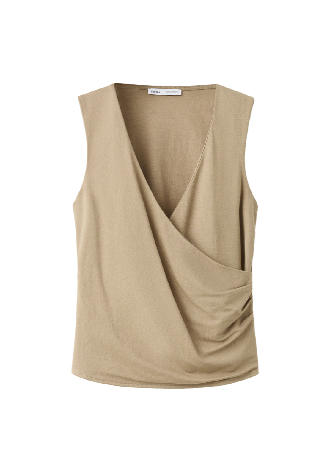Ruched Wrap Top - Beige