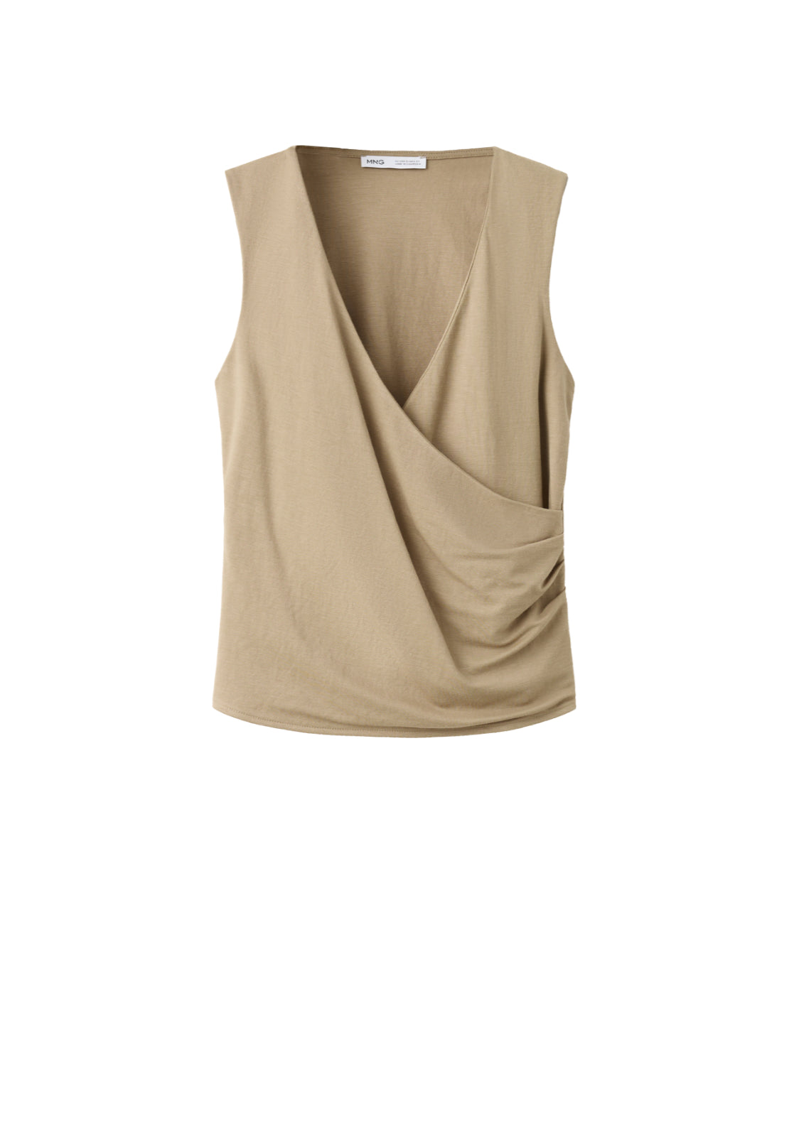 Ruched Wrap Top - Beige