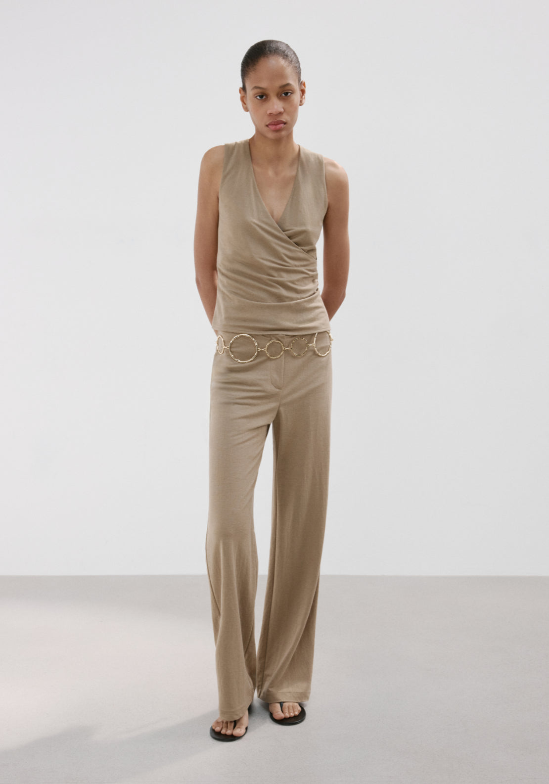 Mango Ruched Wrap Top - Beige 34 Shaws Department Stores