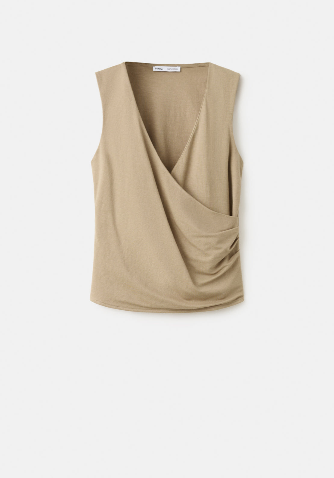 Ruched Wrap Top - Beige