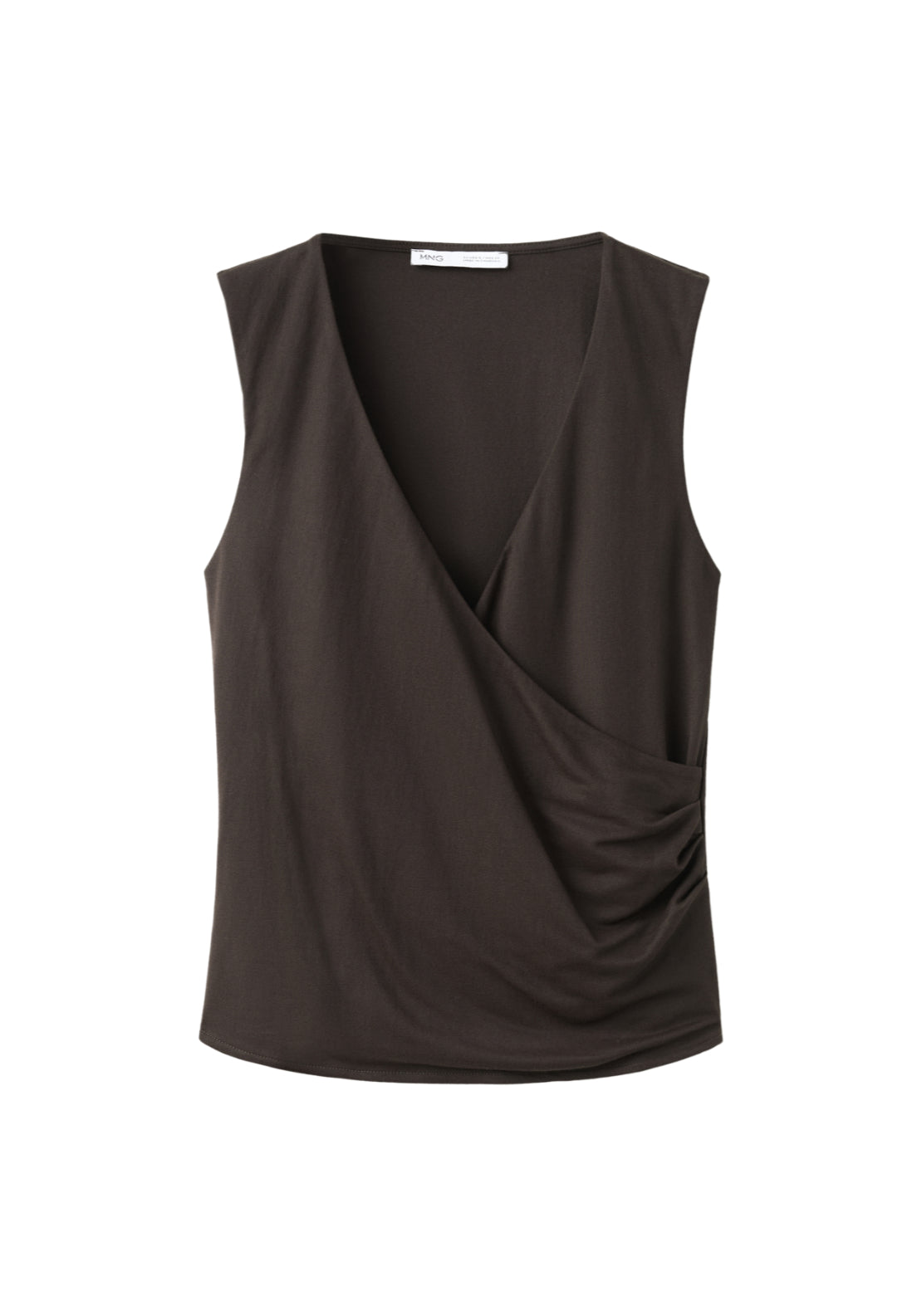 Ruched Wrap Top - Brown