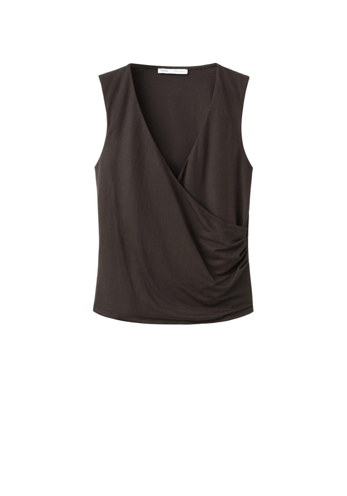 Ruched Wrap Top - Brown