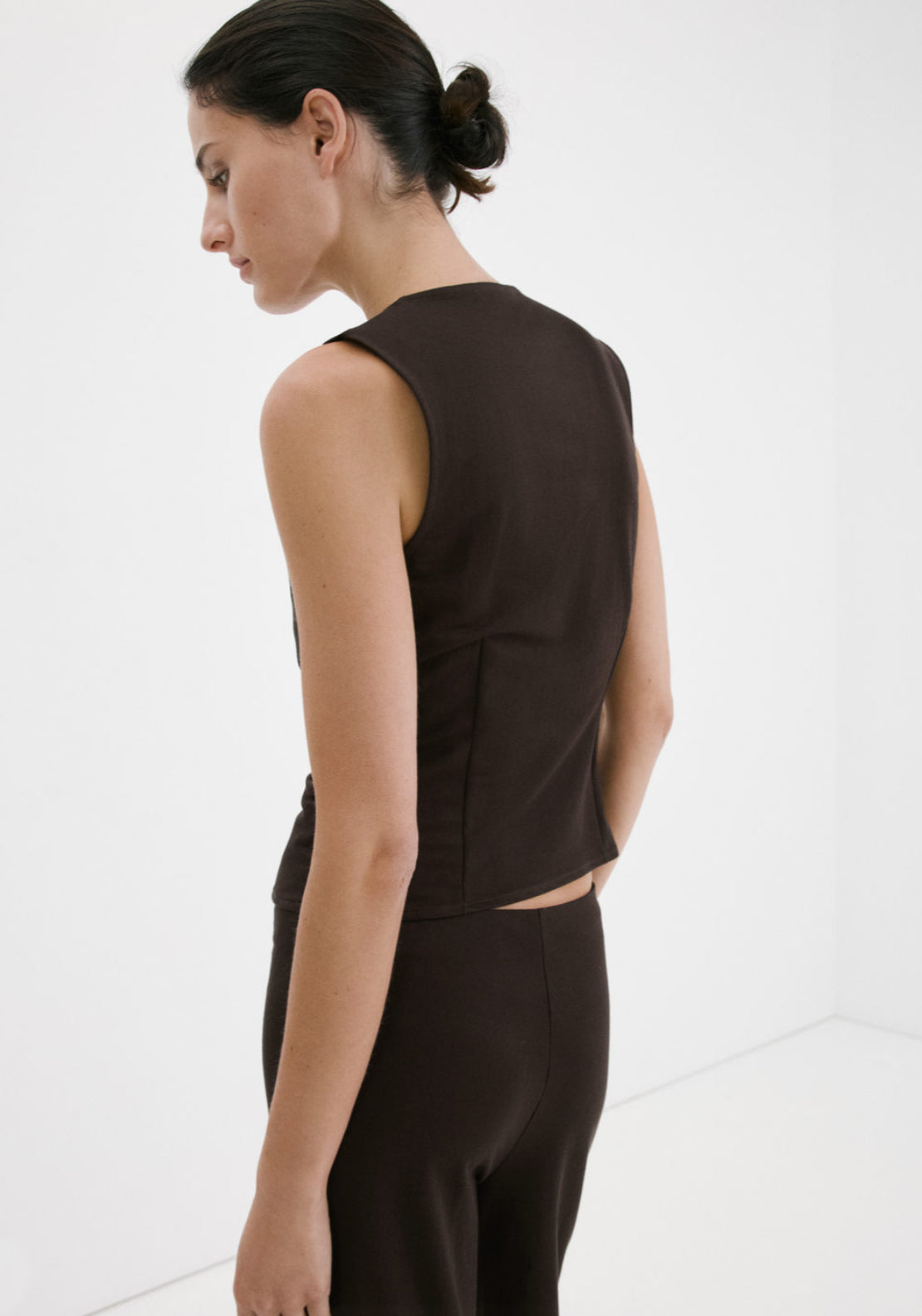 Ruched Wrap Top - Brown