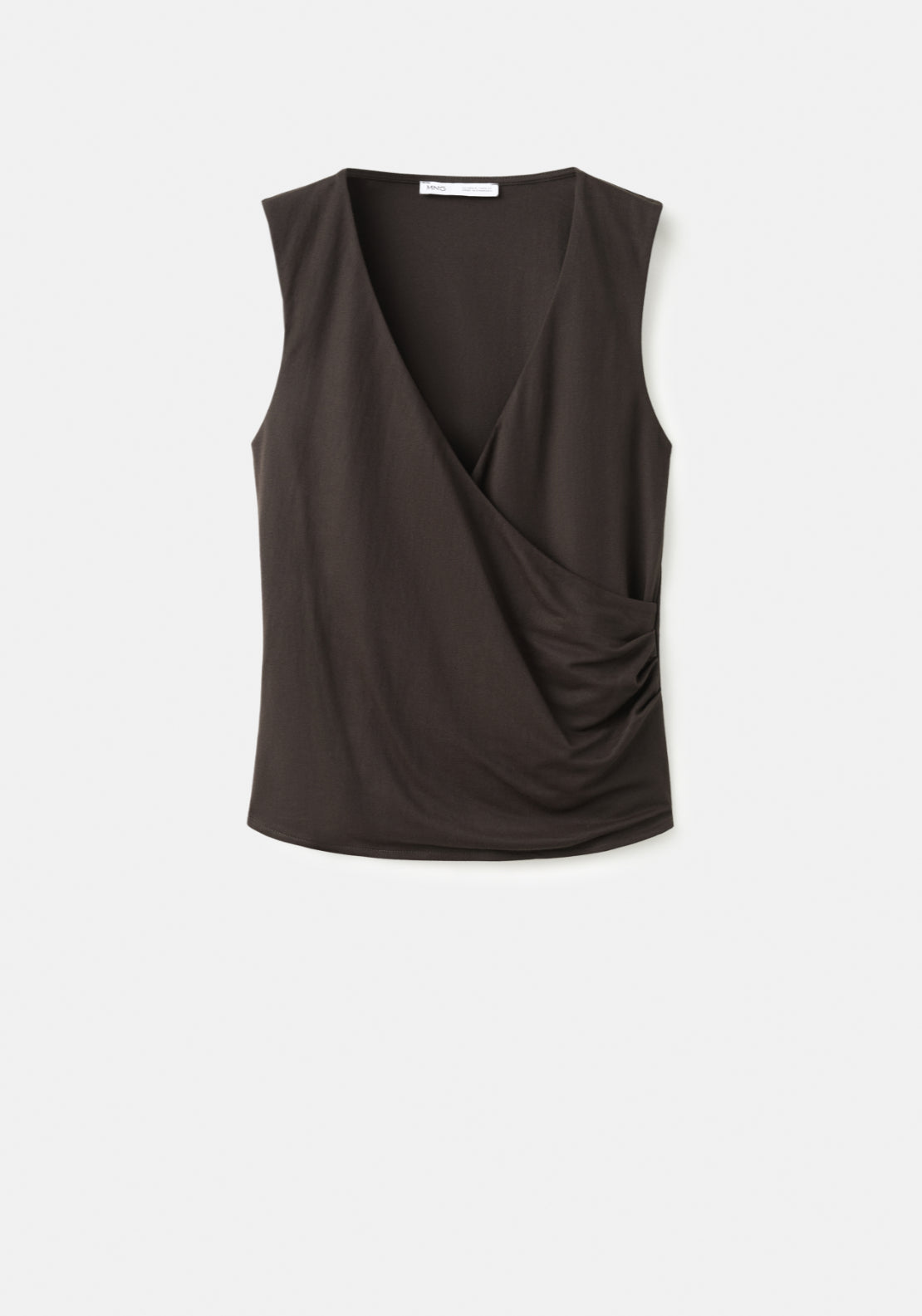 Ruched Wrap Top - Brown