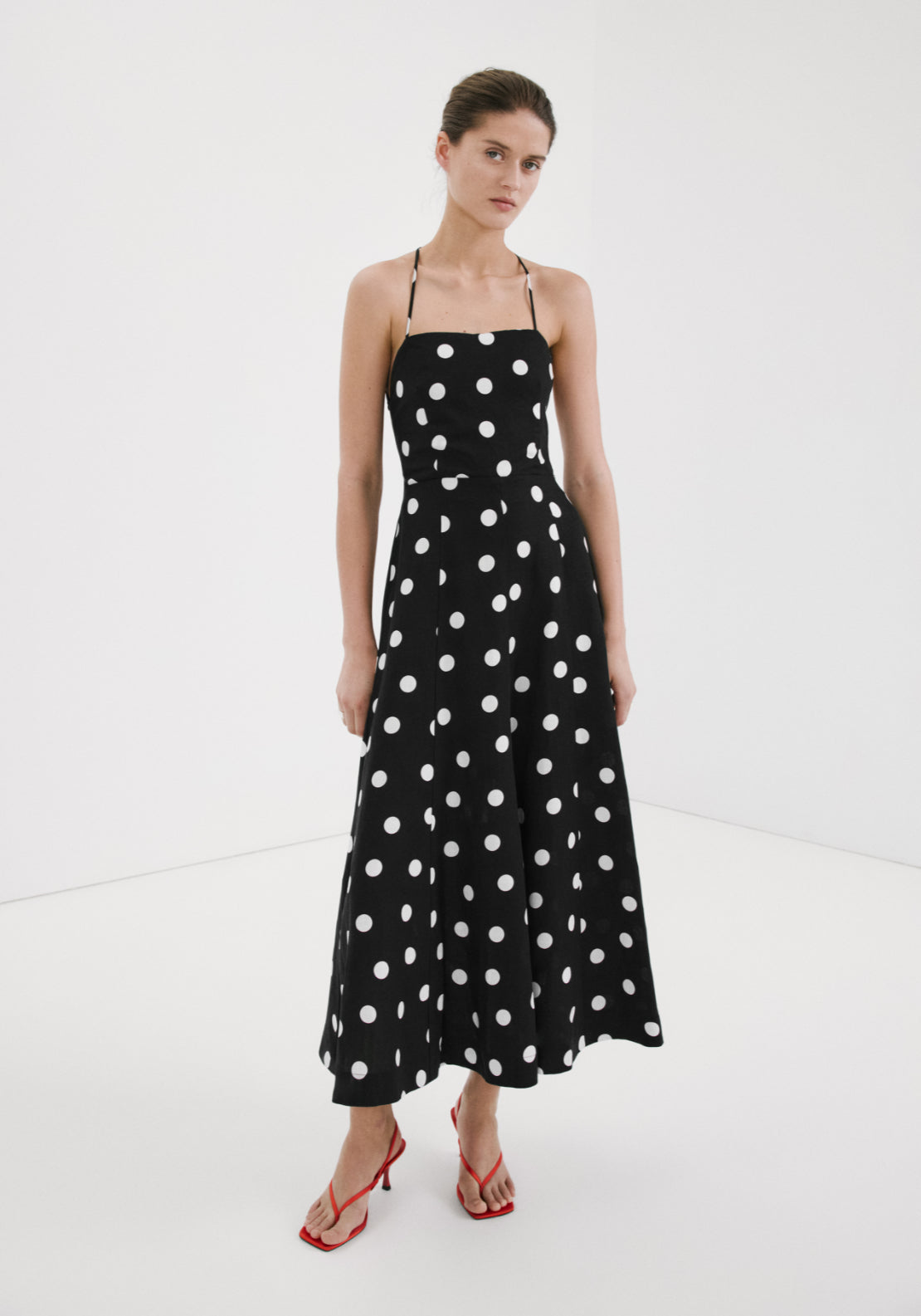 Lyocell Polka Dot Dress - Black