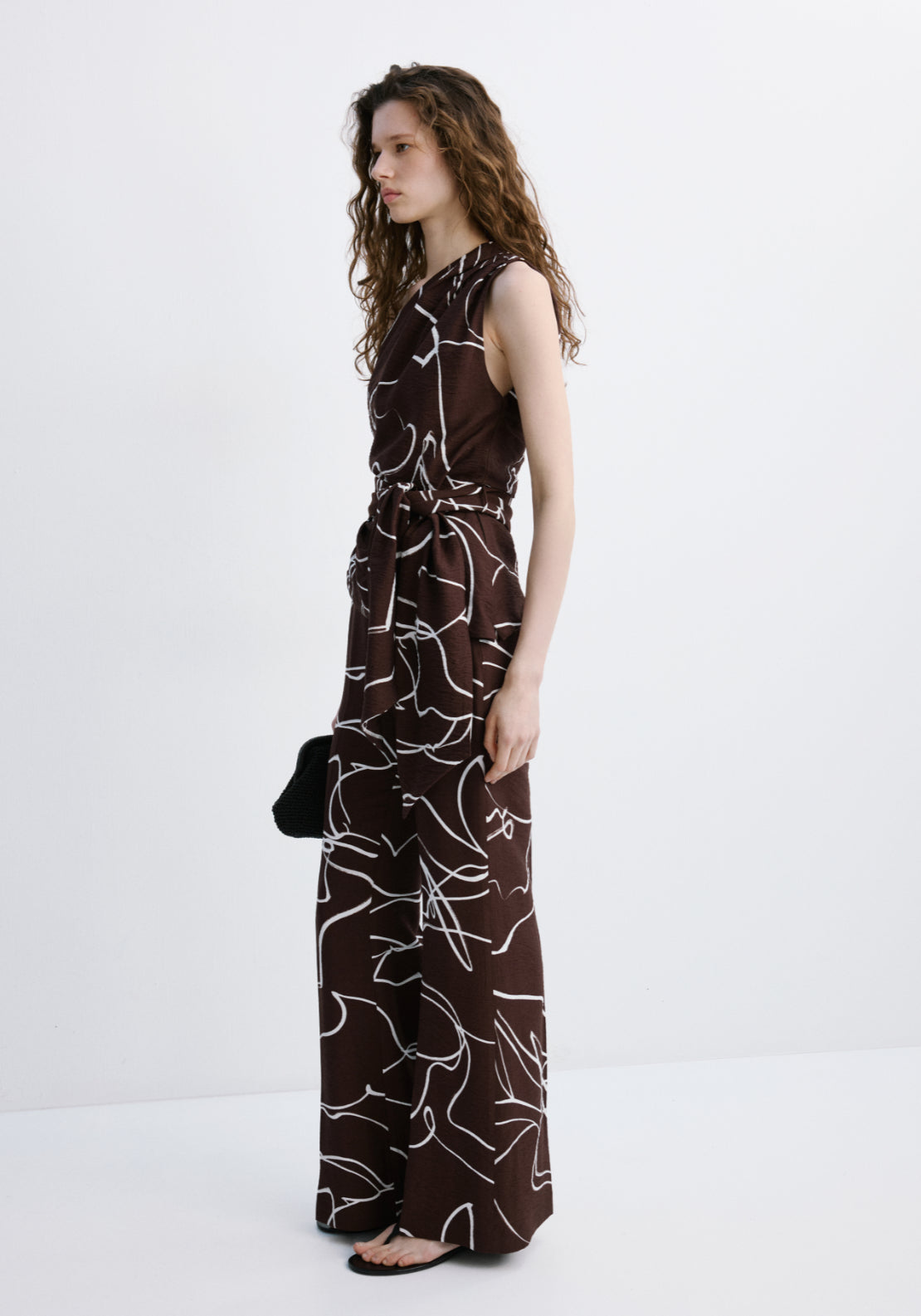 Wide leg printed trousers - Brown
