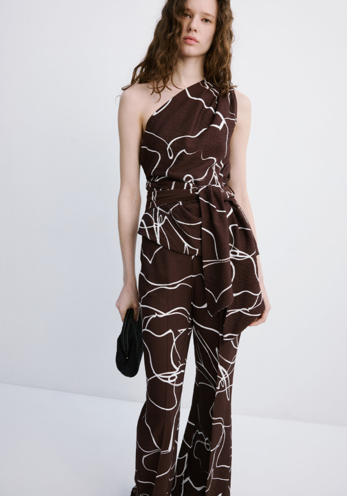 Wide leg printed trousers - Brown