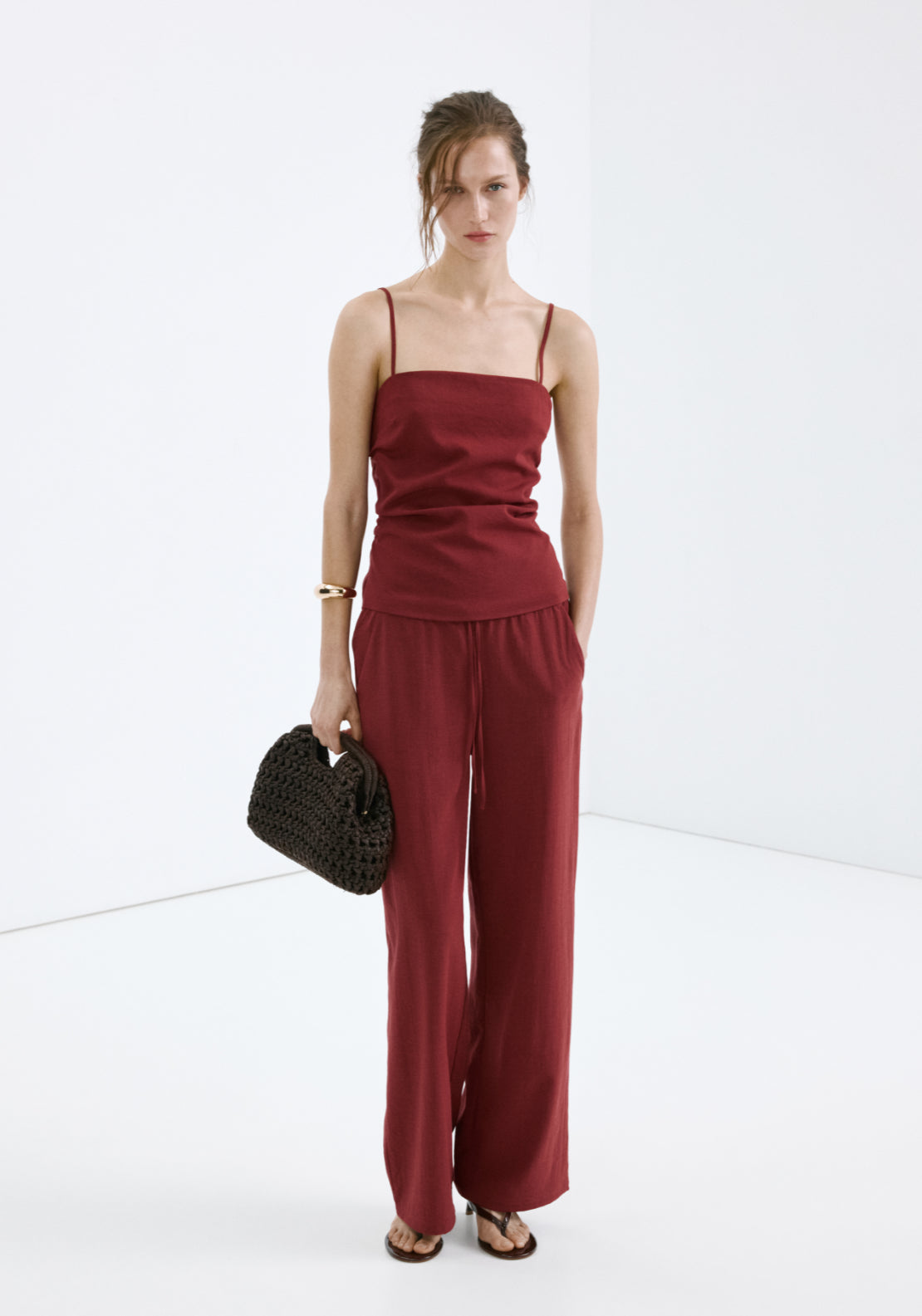 Square Neck Strappy Top - Red