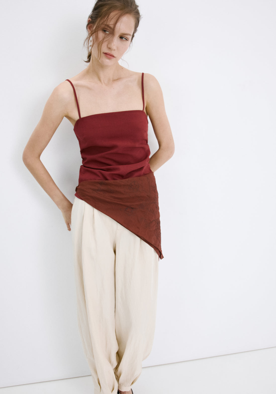 Square Neck Strappy Top - Red