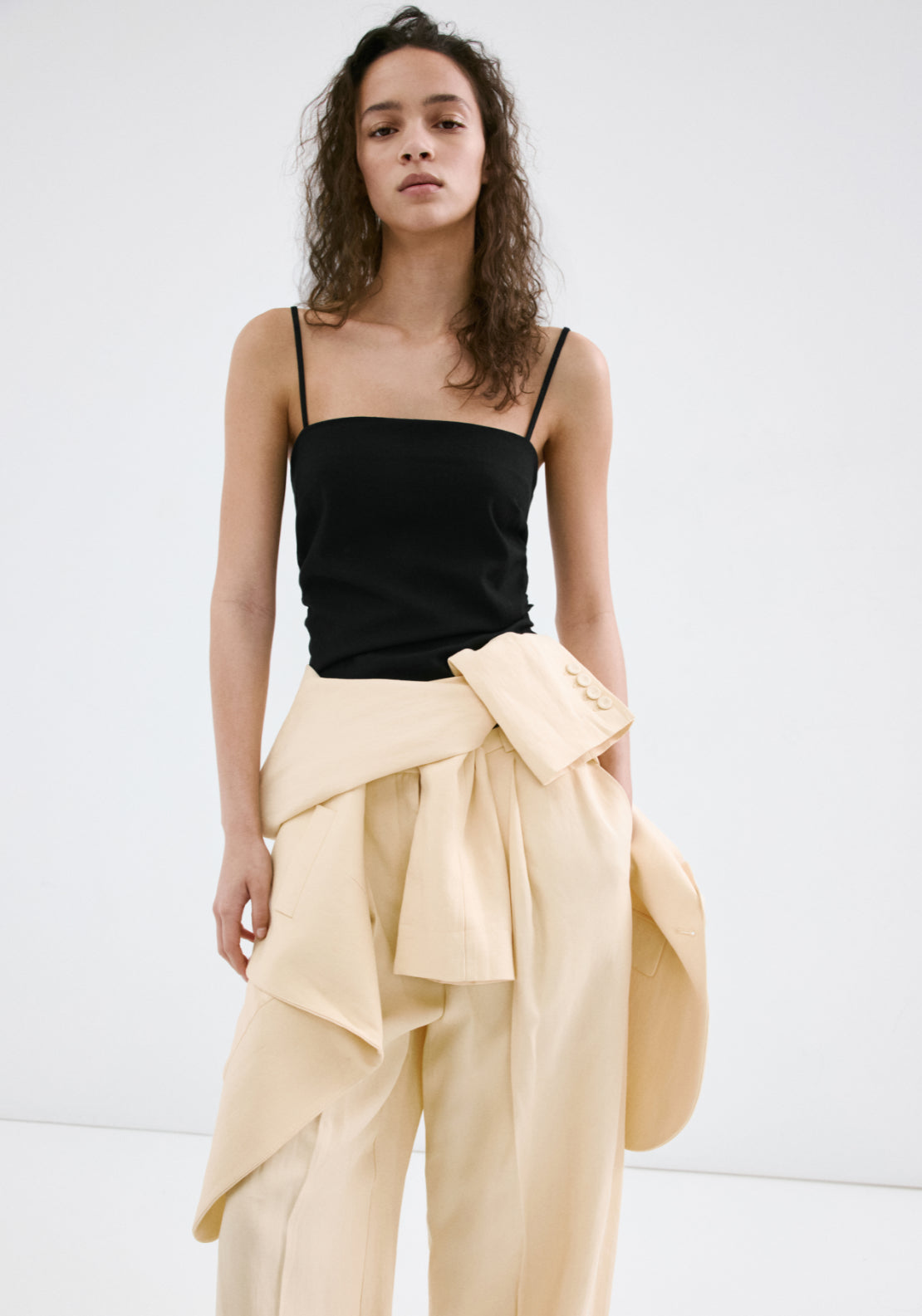 Square Neck Strappy Top - Black