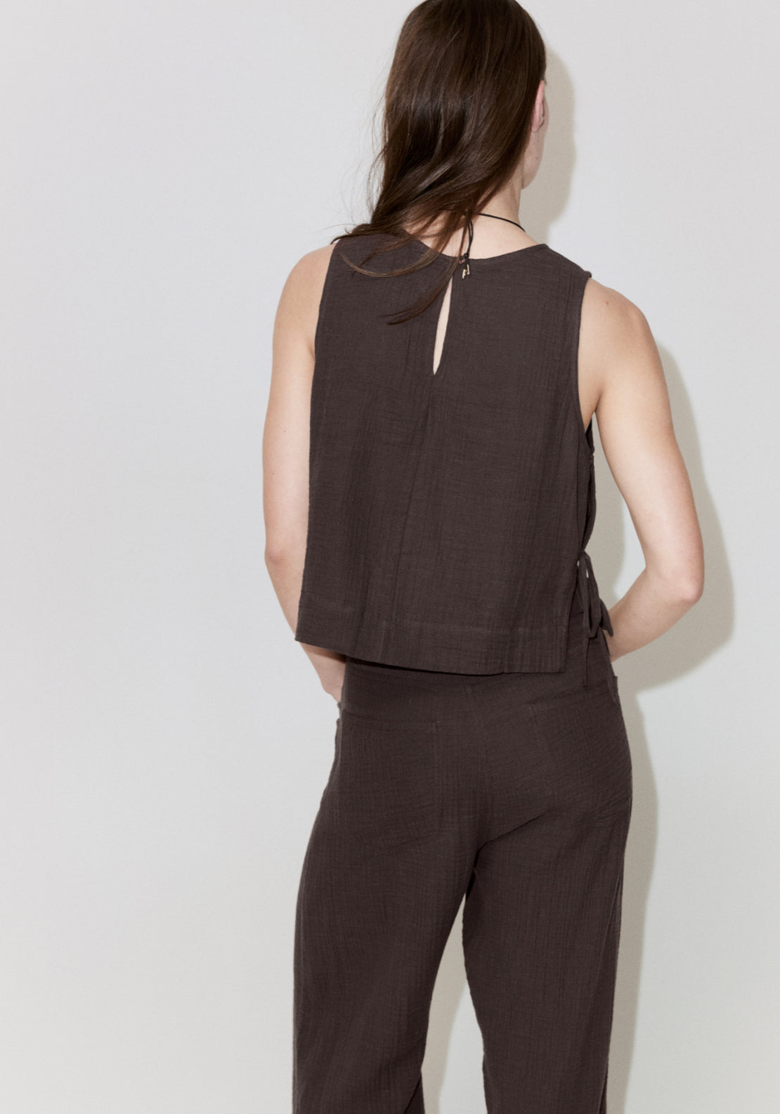Bambula Tie Top - Brown