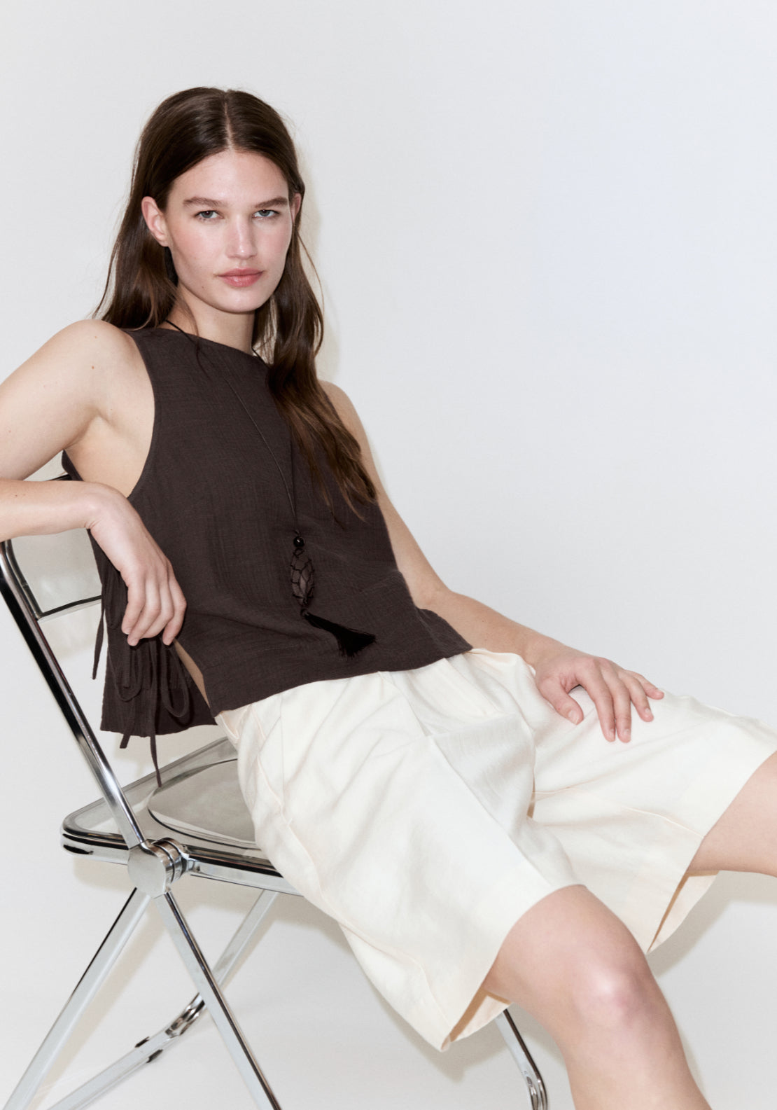Bambula Tie Top - Brown