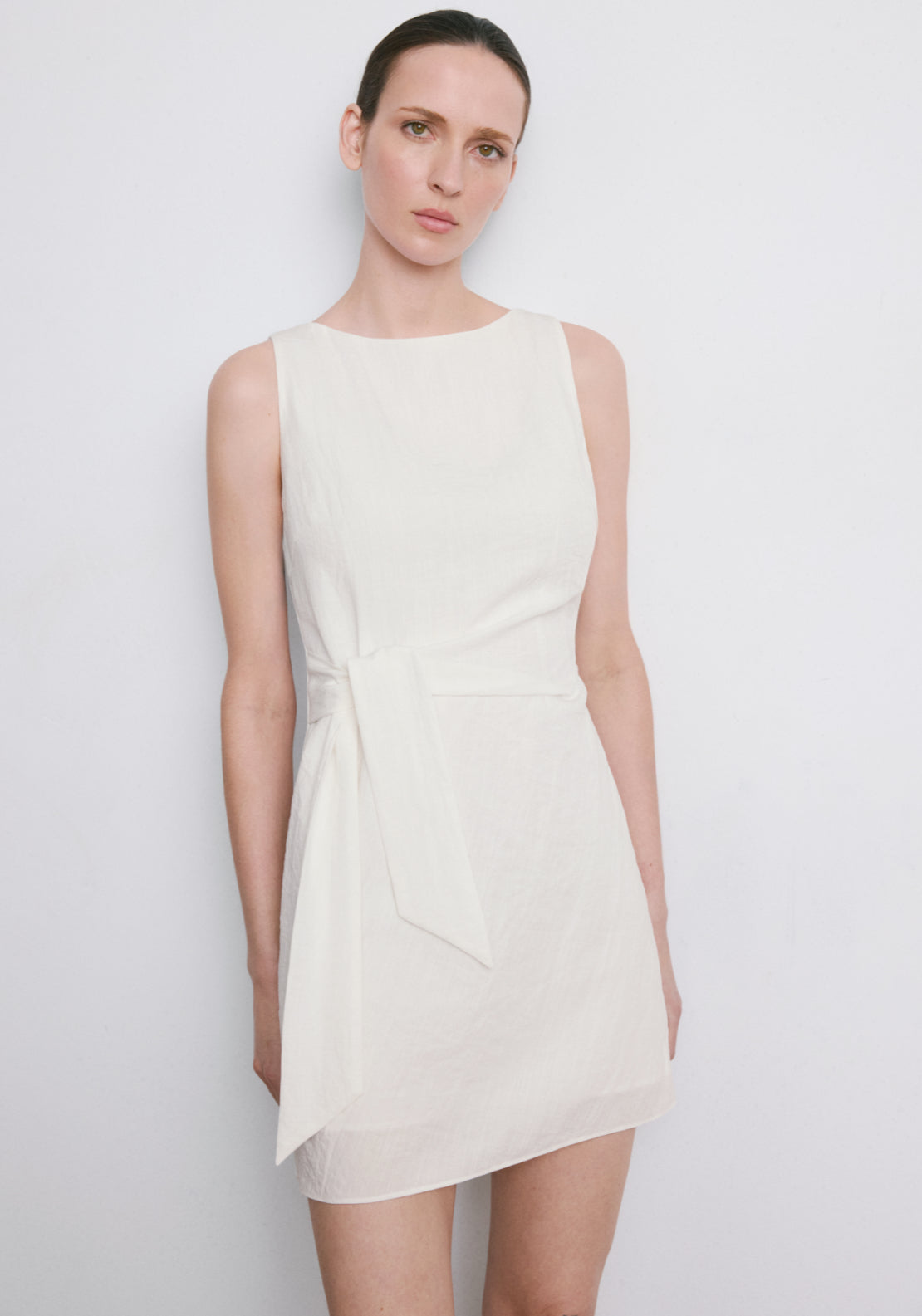 Bow Short Dress - Cream