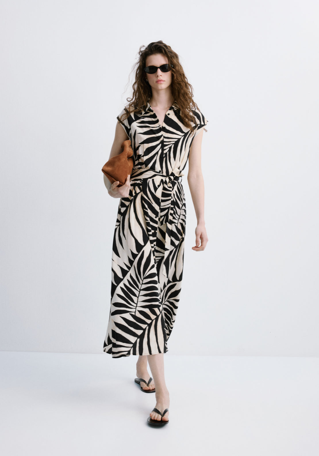 Printed Shirt Dress - Black