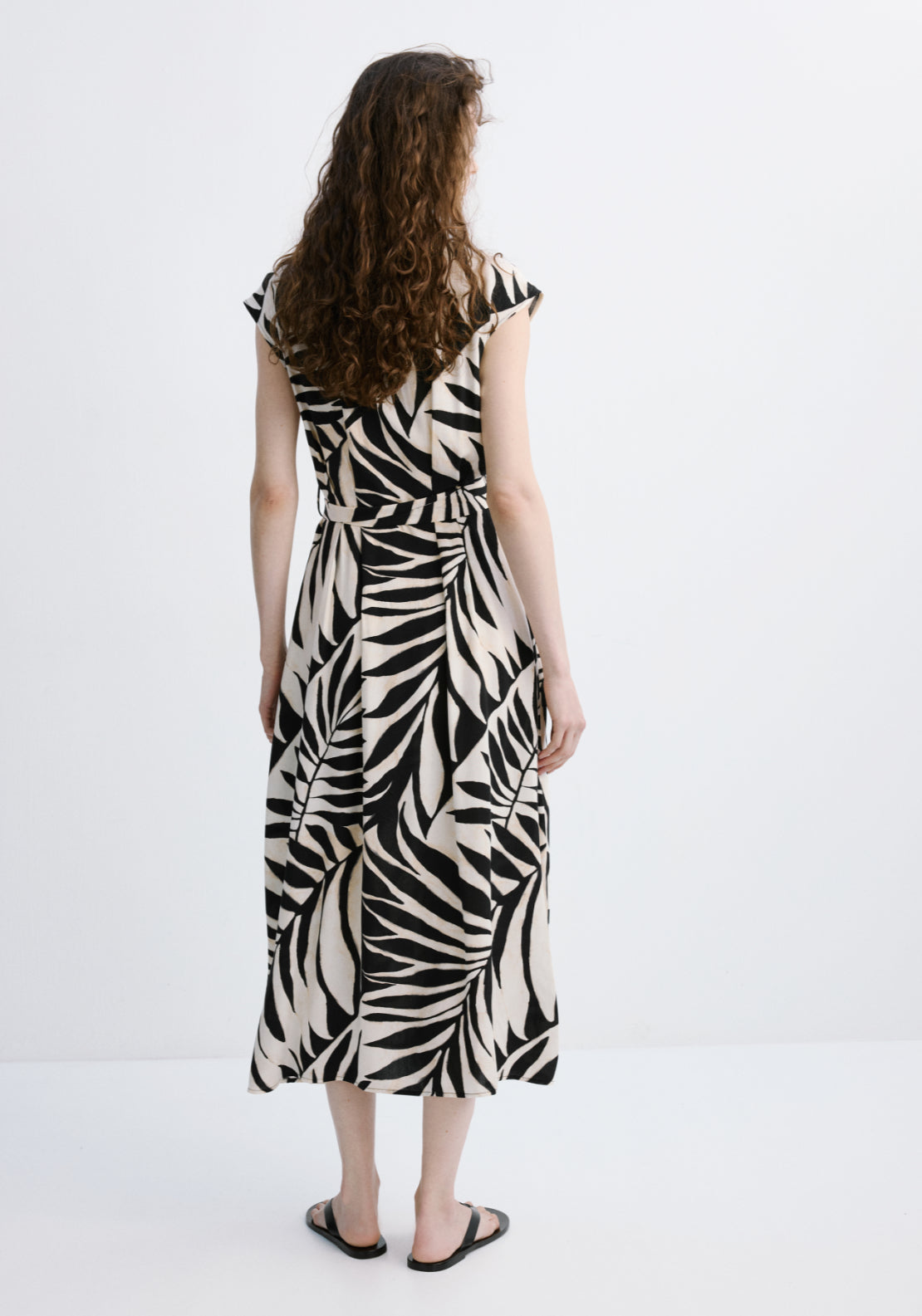 Printed Shirt Dress - Black
