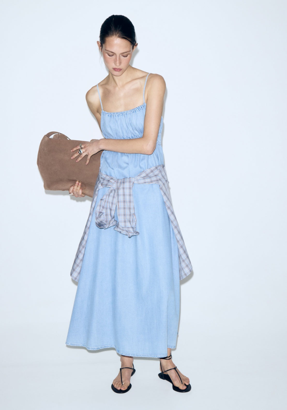 Lyocell Ruched Denim Dress - Denim Blue