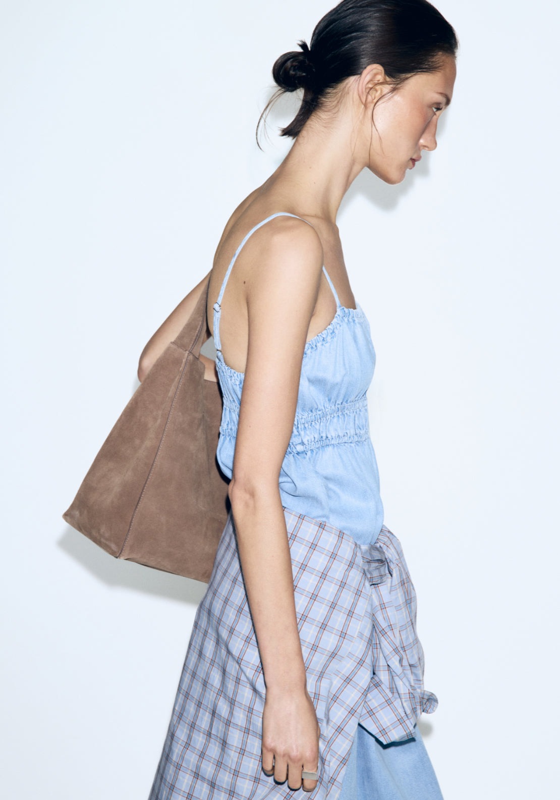 Lyocell Ruched Denim Dress - Denim Blue