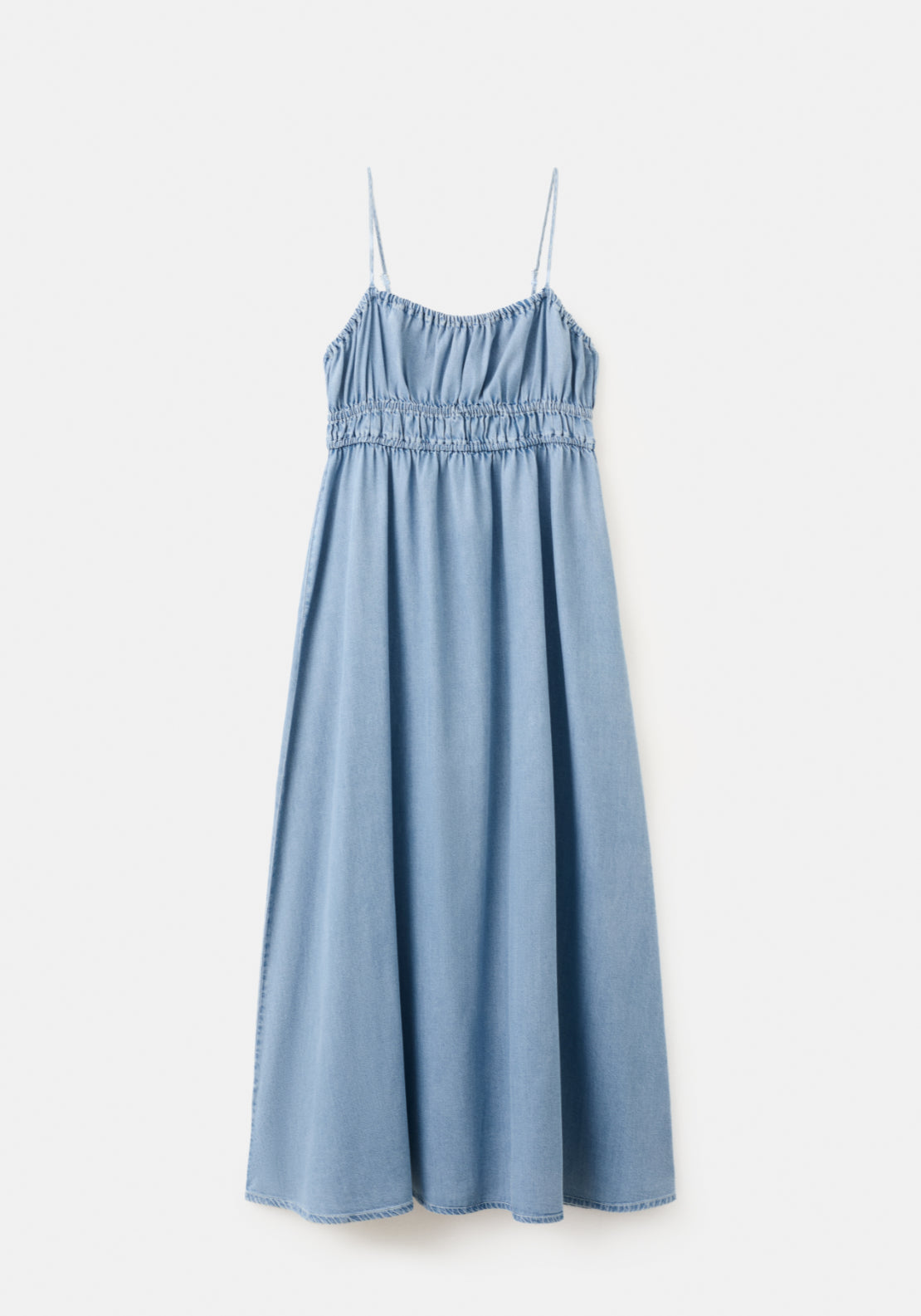 Lyocell Ruched Denim Dress - Denim Blue