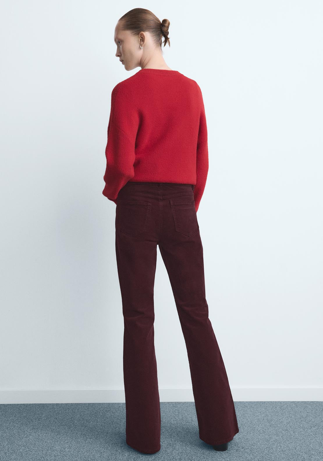 Velvet Flared Jeans - Burgundy