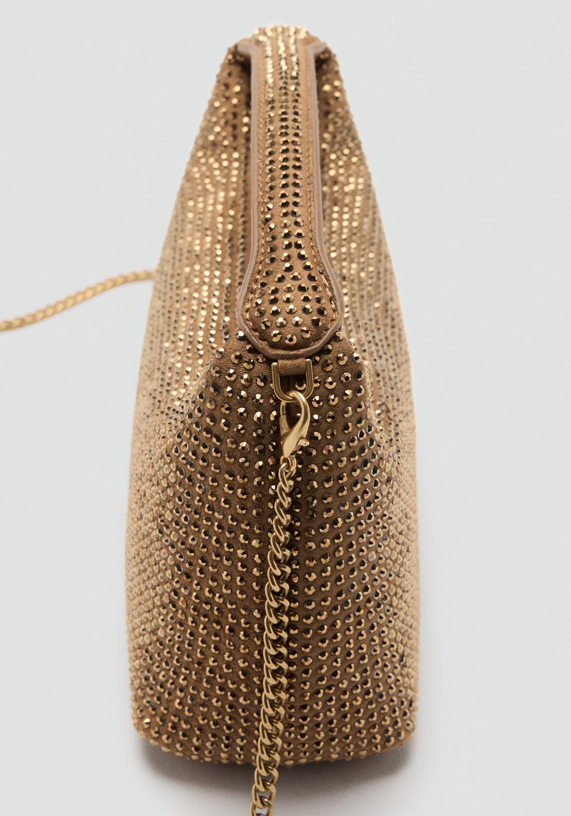 Handbag With Rhinestones - Gold