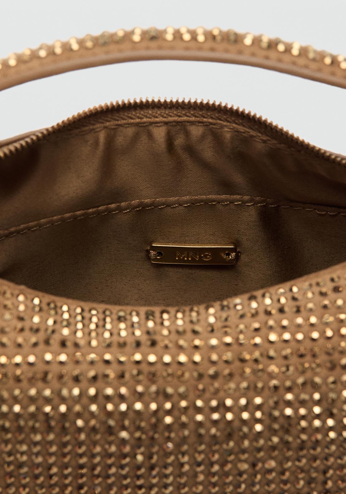 Handbag With Rhinestones - Gold