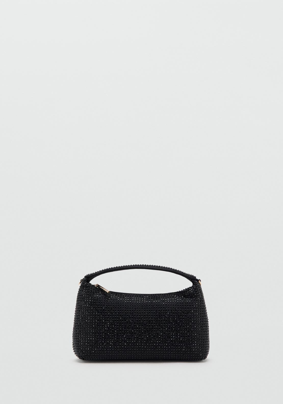 Handbag With Rhinestones - Black