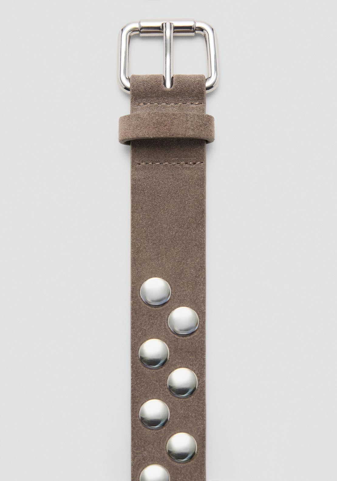 Suede Belt With Studs - Brown