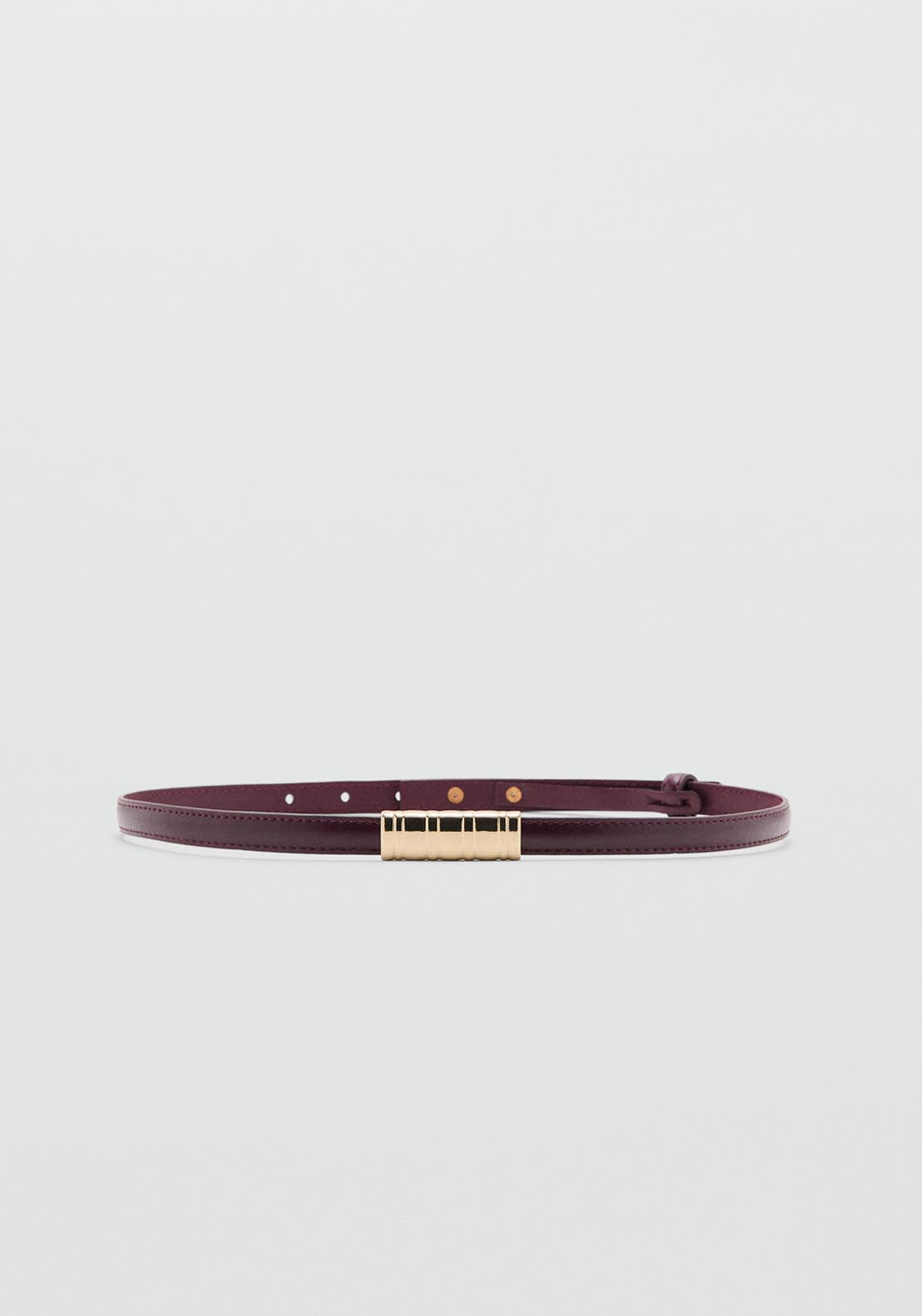 Thin Belt With Metal Detail - Burgundy