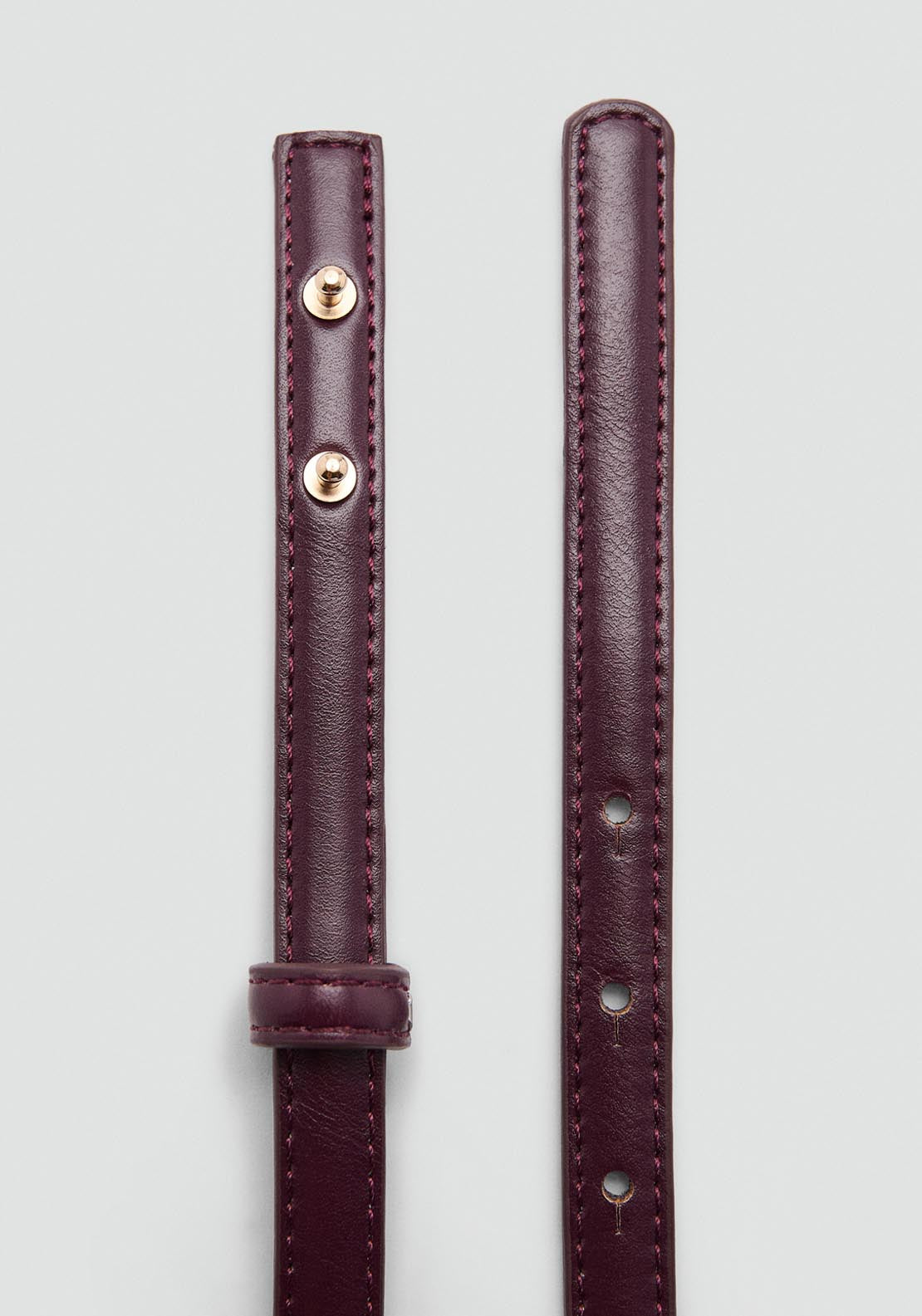 Thin Belt With Metal Detail - Burgundy
