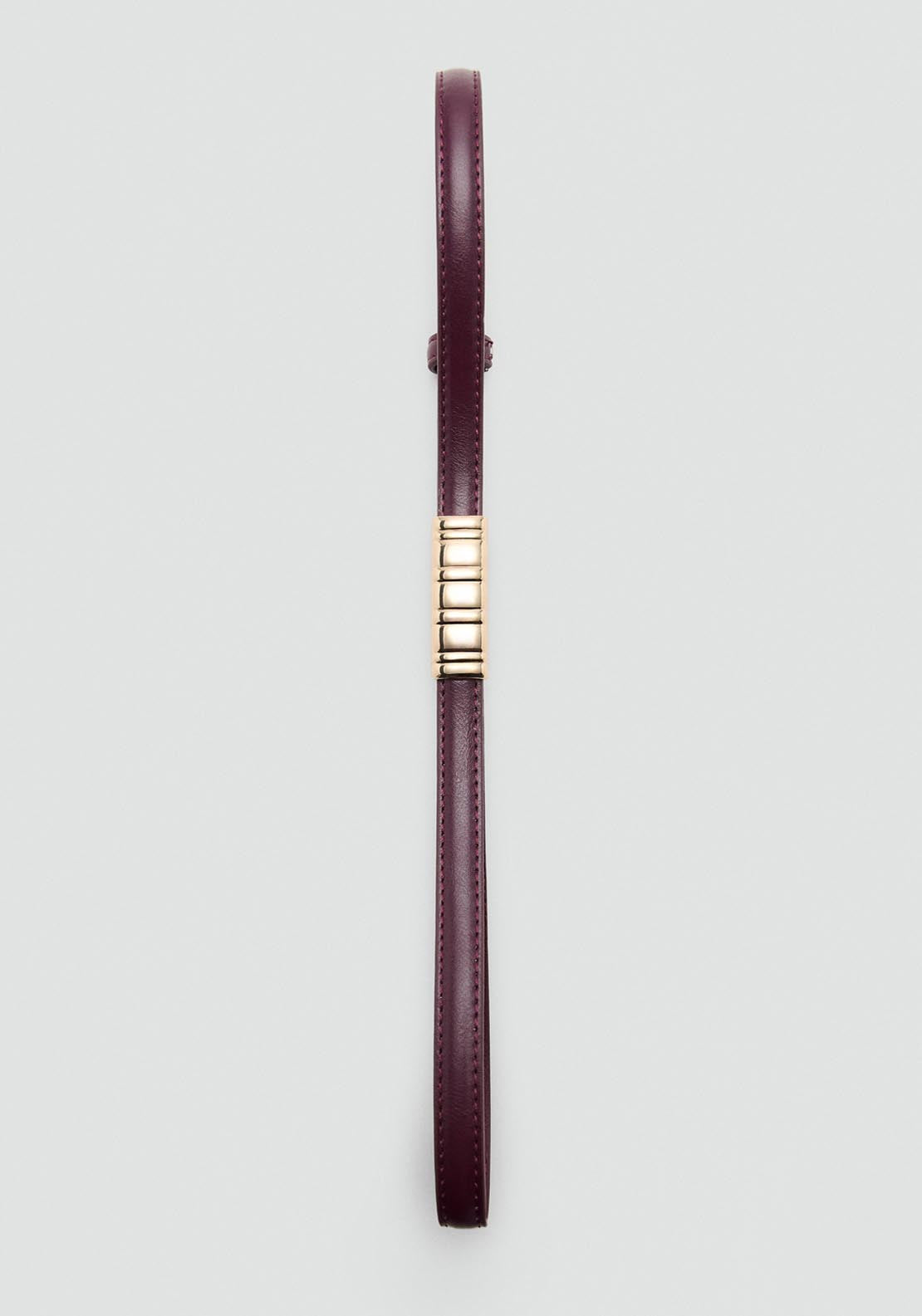 Thin Belt With Metal Detail - Burgundy