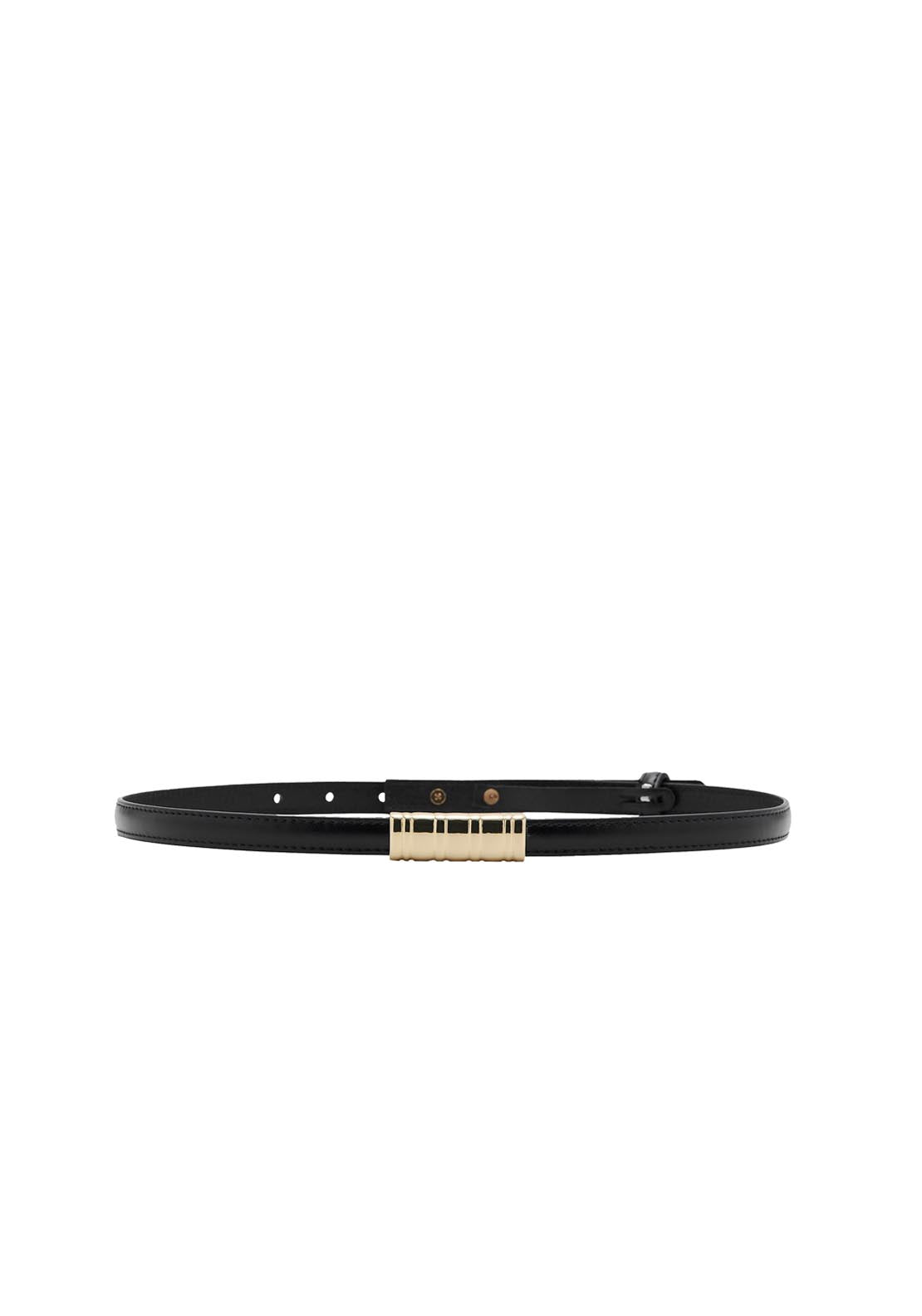 Thin Belt With Metal Detail - Black