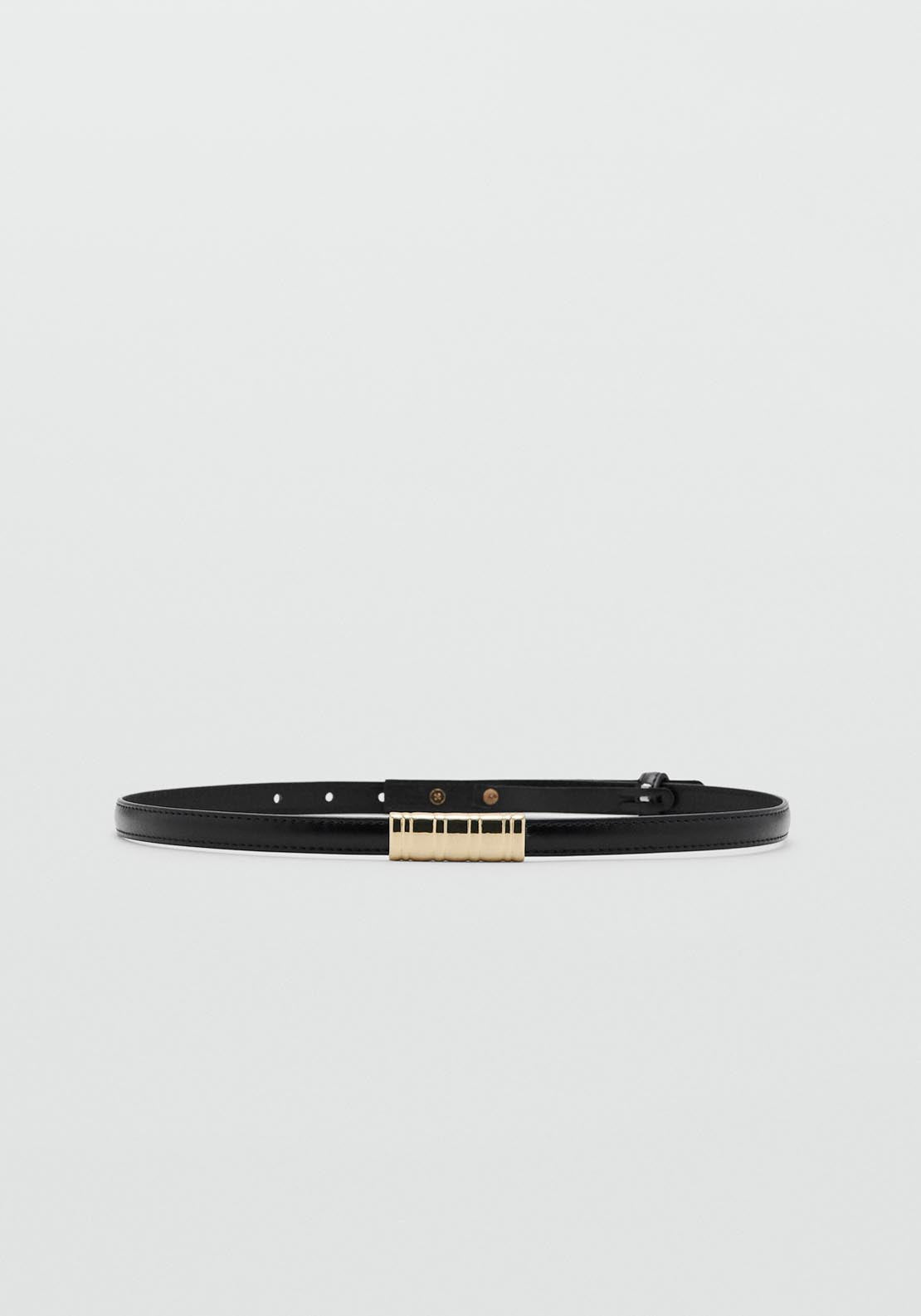 Thin Belt With Metal Detail - Black