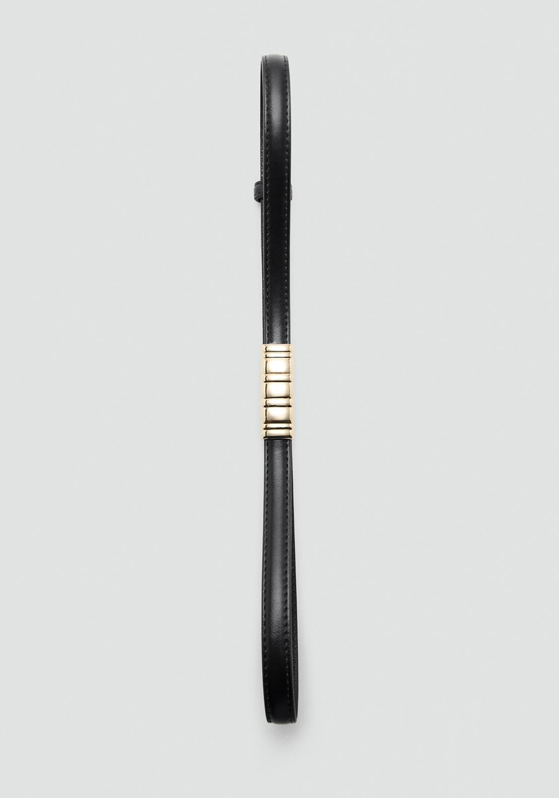 Thin Belt With Metal Detail - Black