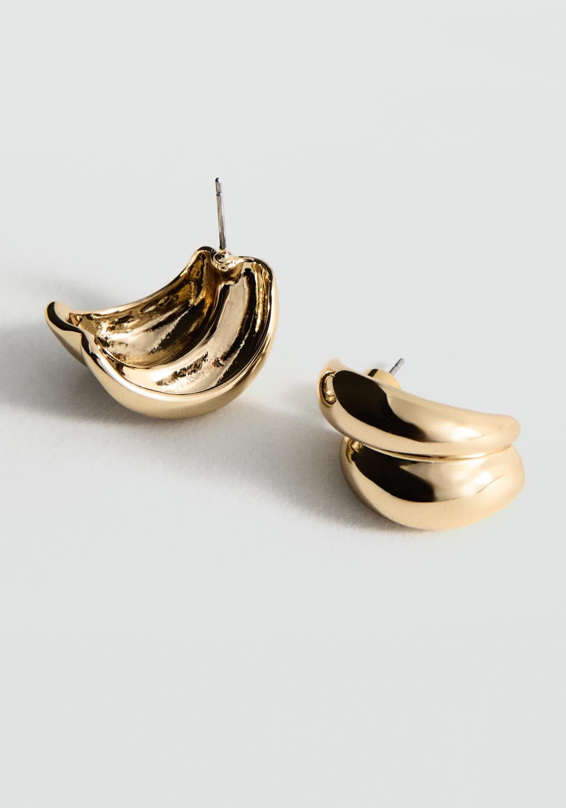 Embossed Semi Hoop Earrings - Gold