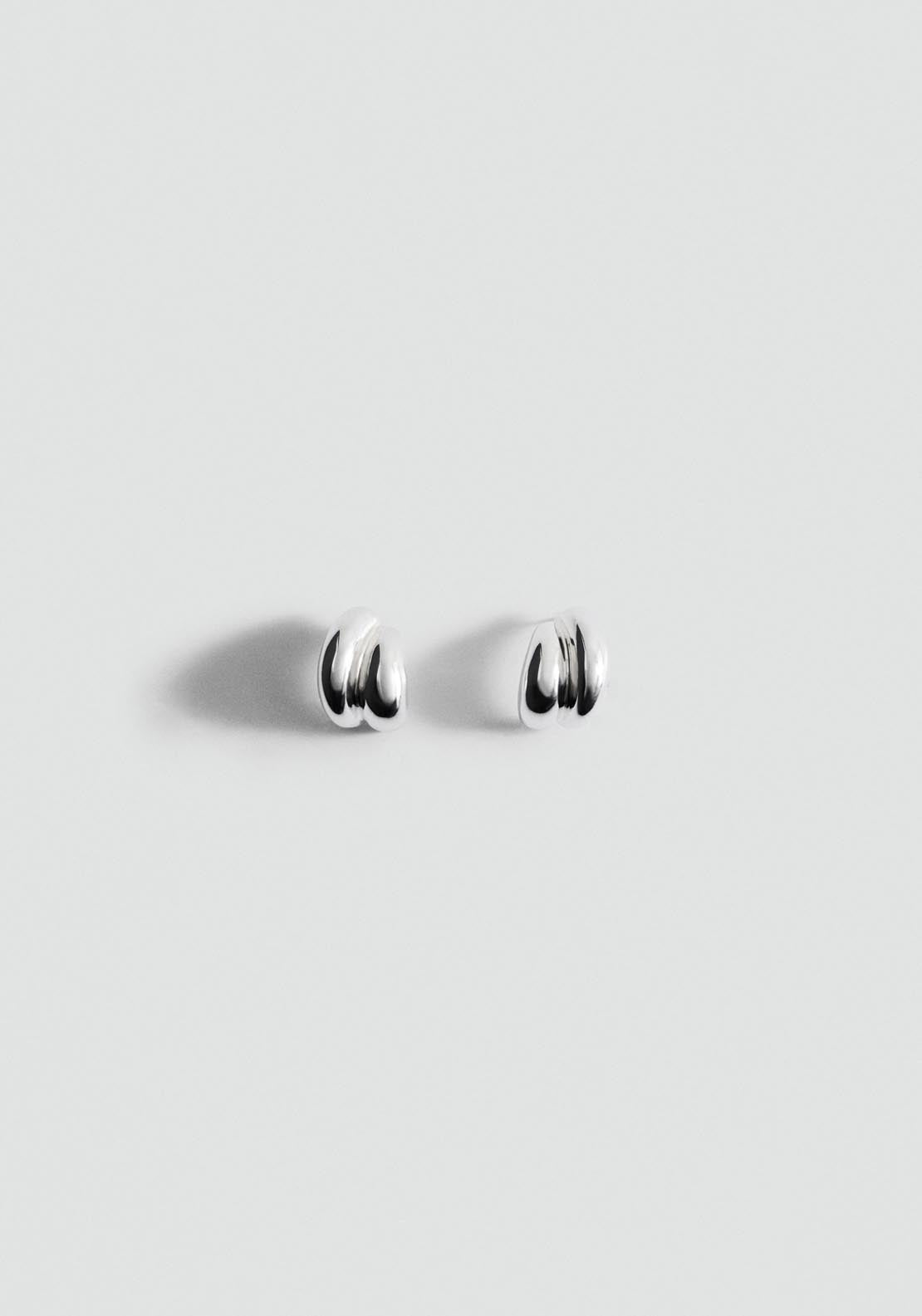 Embossed Semi Hoop Earrings - Silver