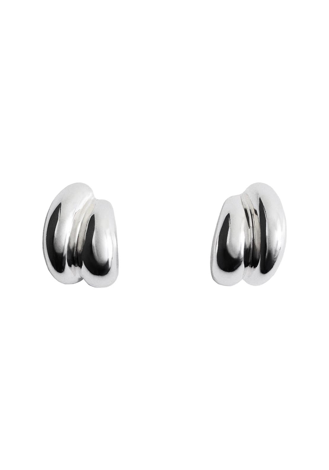 Embossed Semi Hoop Earrings - Silver