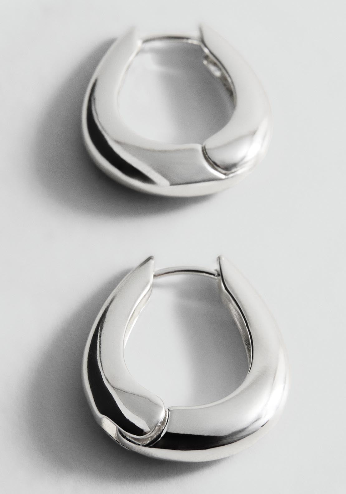 Mango Medium Volume Hoop Earrings - Silver 2 Shaws Department Stores