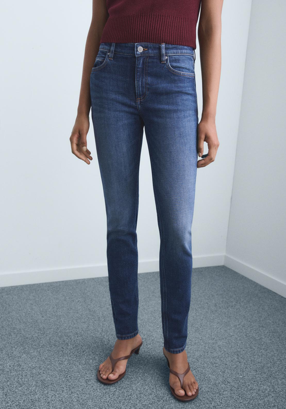 Mid Rise Skinny Jeans - Blue
