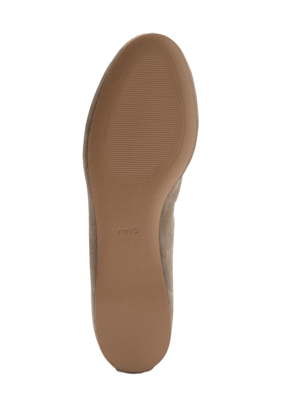 Leather Ballet Flats With Bow - Light Brown