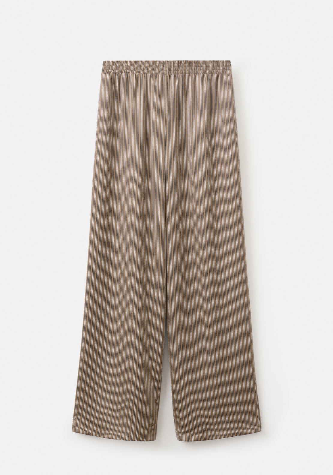 Satin Striped Trousers - Brown
