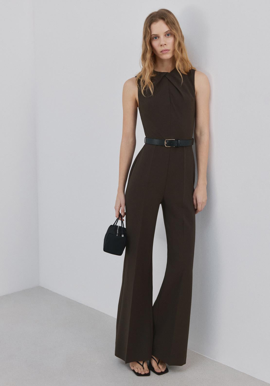 Belted Jumpsuit - Brown