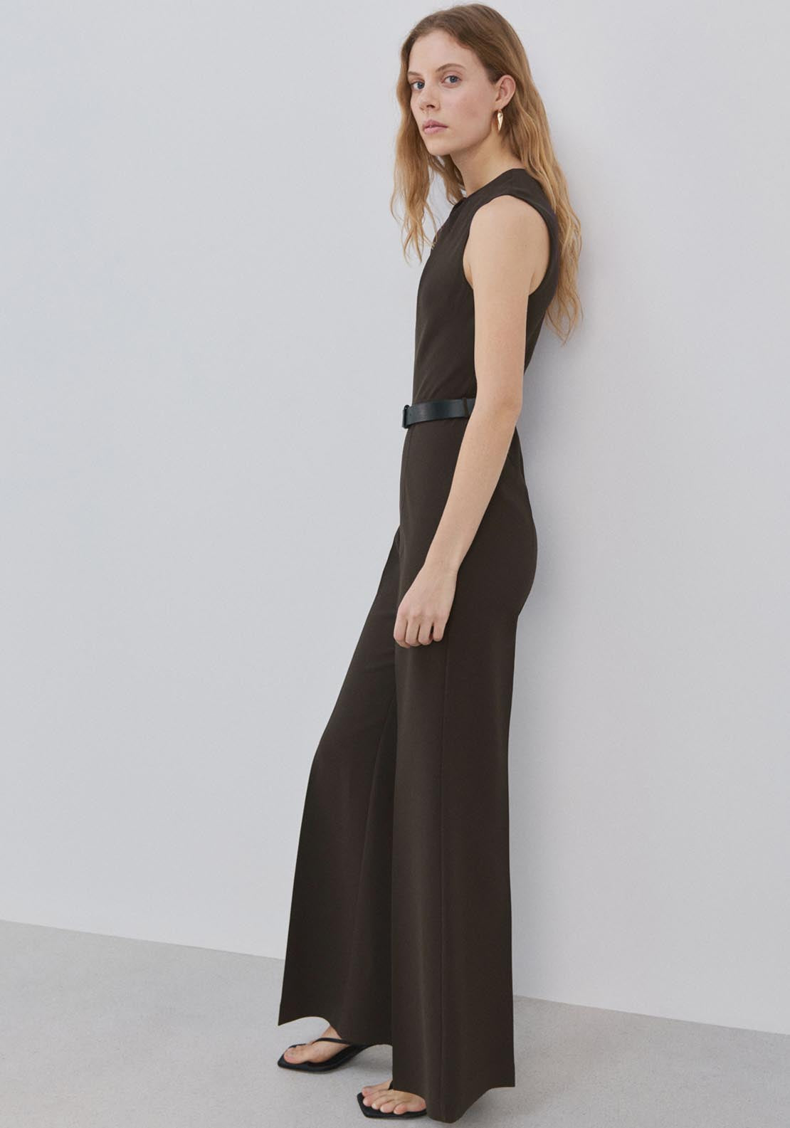 Belted Jumpsuit - Brown